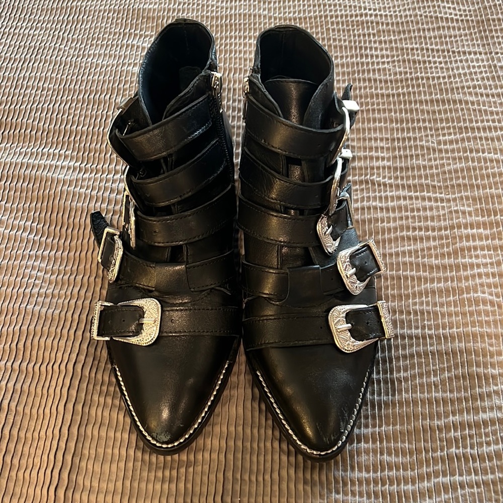 Topshop western buckle ankle boots